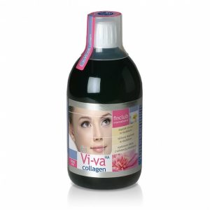 Fin Vi-va Collagen zawiera hydrolizowany kolagen rybi, kwas hialuronowy i witaminę C.