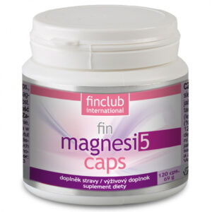FIN MAGNESI5CAPS zawiera magnez w pięciu formach pochodzący ze źródeł organicznych , który działa w różnych częściach jelit.